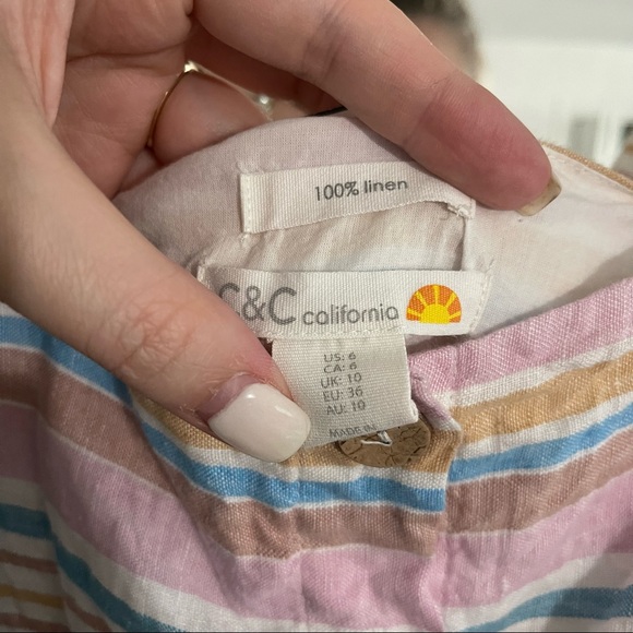 C&C California Stripe Linen Button Front Sleeveless Maxi Dress - Picture 5 of 7